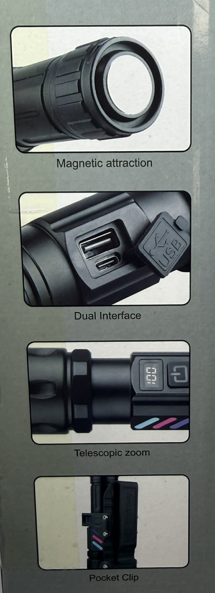 Magnetic Zoom Flashlight W/Tactical Bracket Clip | W5239