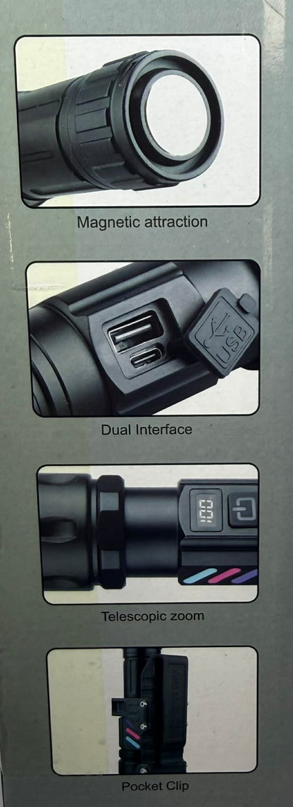 Magnetic Zoom Flashlight W/Tactical Bracket Clip | W5239