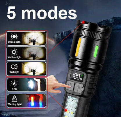 Handheld White Laser Wick Flashlight + 16*LED Side Light