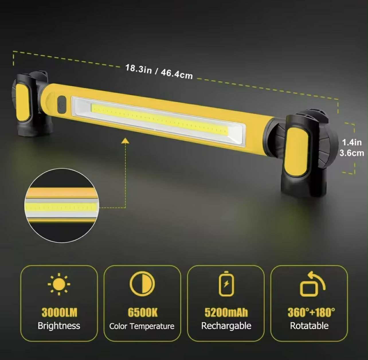 Rotating Magnetic & Hooks LED Light Baton