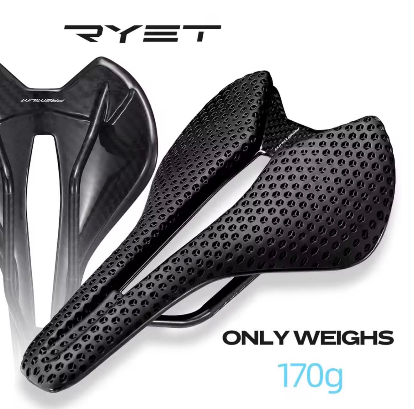RYET Carbon PREMIUM 3D-Printed Honeycomb Bicycle Saddle | SD-T60-3D