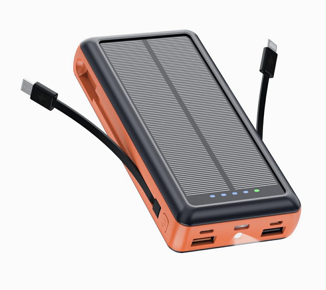 Solar Charge Power Bank Built-in 2 Output Cable (iOS + Type-C)