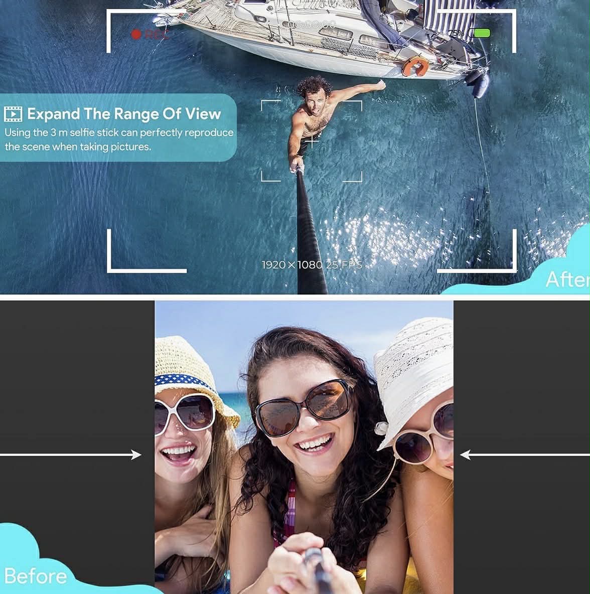 REYGEAK Carbon Fiber Selfie Stick Monopod | Action Cam