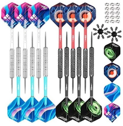 CYEELIFE 12pcs Steel Tip Darts 20g W/PVC Shafts | 4 Colours