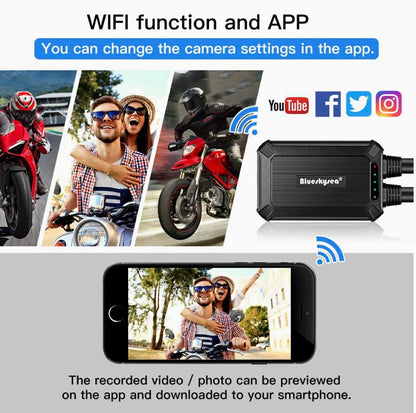 Blueskysea B1M Dual Channel WiFi Motorcycle Dashcam