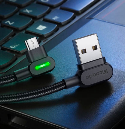 2PK Mcdodo CA-5772 USB A to Micro-USB 90° Charging & Data Transfer Cable W/Lights