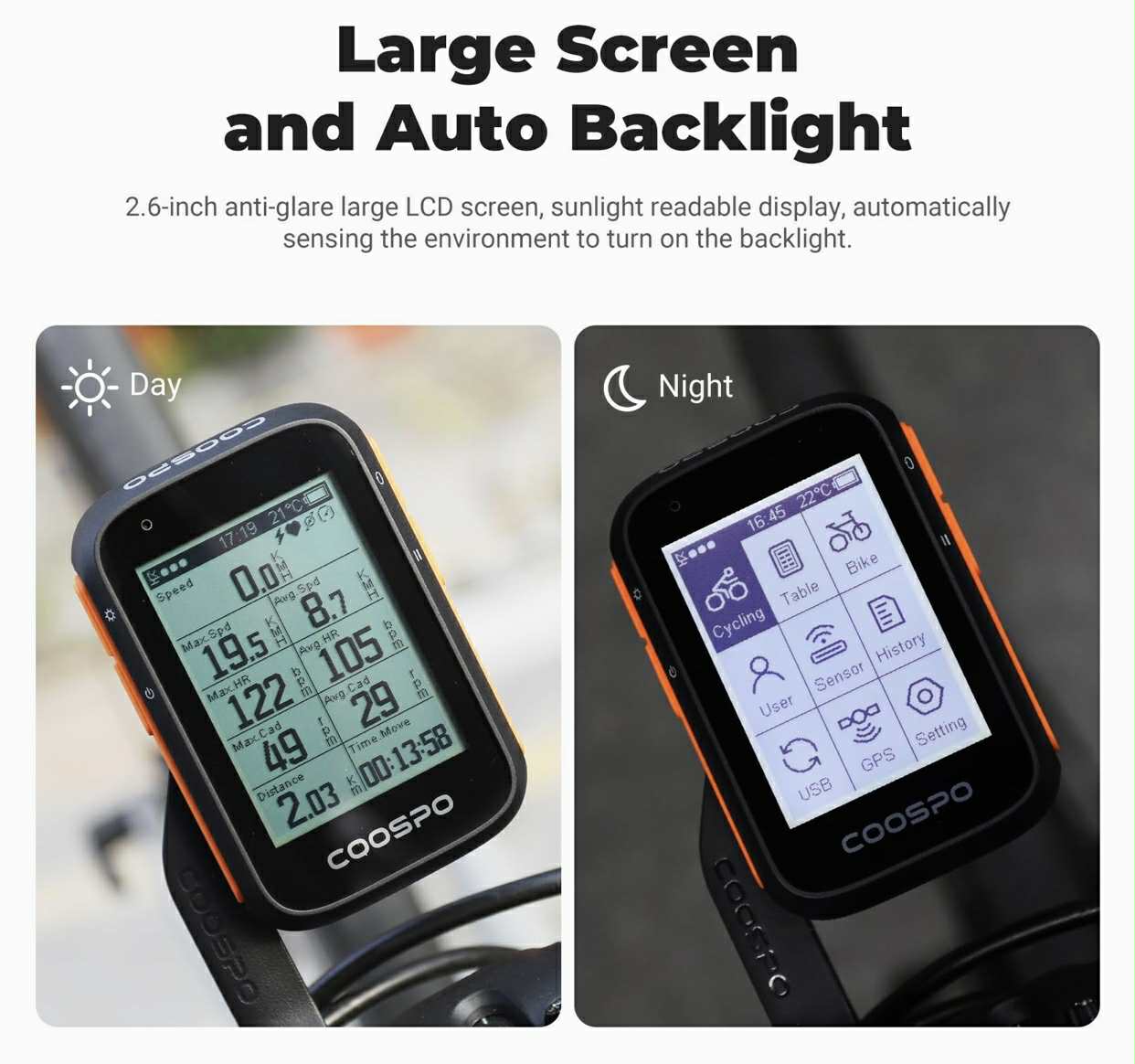 CooSpo GPS Cycling Computer Wireless Bike Speedometer | BC200
