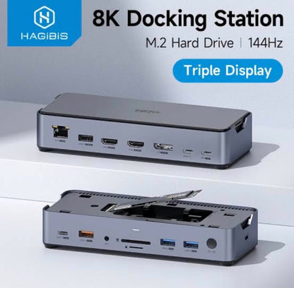 HAGiBiS 15-in-1 USB-C Triple Display M.2 SSD Docking Station 2.5G Ethernet