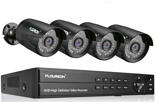 FLOUREON 8CH Security Surveillance DVR System + 4 Pack CCTV Camera