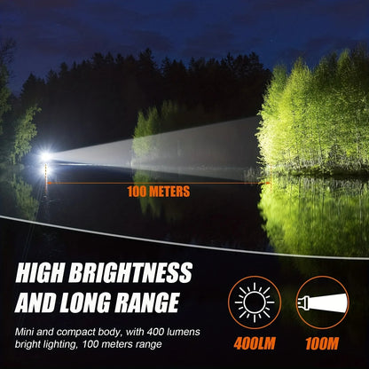Mini Portable Key Light LED Flashlight TYPE C Rechargeable Camping Hiking Lantern High Power Luminous Flash Light Pocket Torch