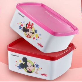 Tupperware Minnie and Mickey Square 400ml Snack Box Set