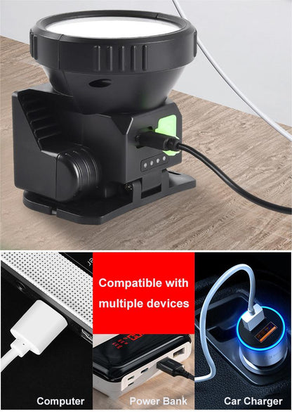 Solar Powered LED Headlamp USB COB XPE Runing,Hiking,Camping,Fishing Headlight