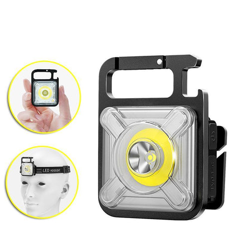 Multifunctional Mini LED Flashlight Key Chain Light Portable Camping Light COB Tent Lamp with Magnetic 11 Lighting Modes