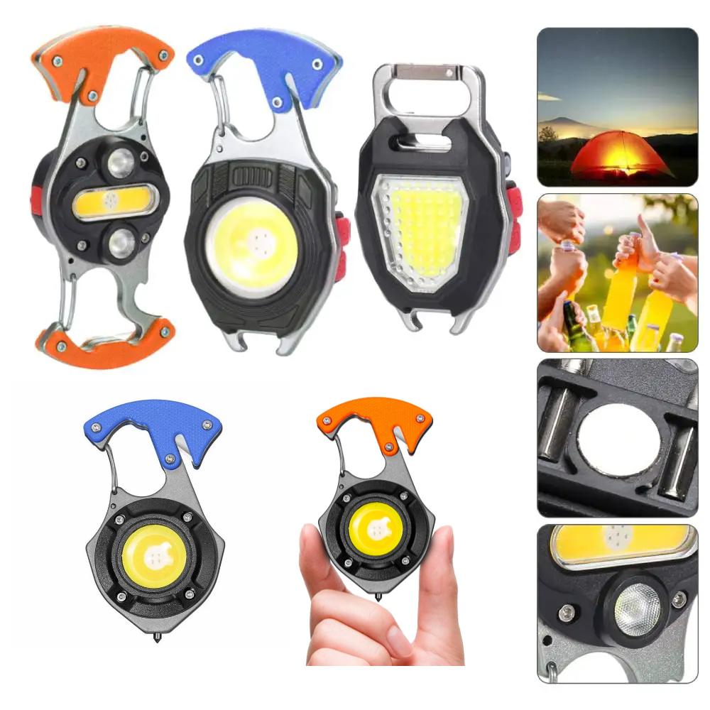 Mutifuction Portable keychain light LED Flashlight COB Emergency Lamp For Cigarette lighter Corkscrew Outdoor Camping Work Light