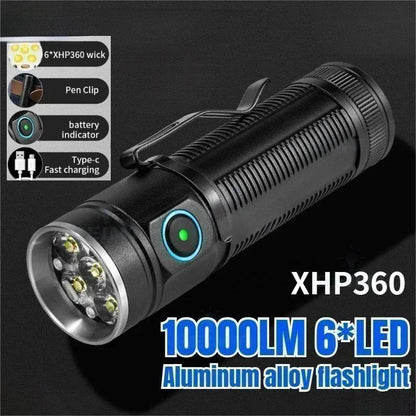 6 LED EDC Flashlights Portable Rechargeable Torch Outdoor IPX65 Waterproof Hiking Camping Emergency Work Light