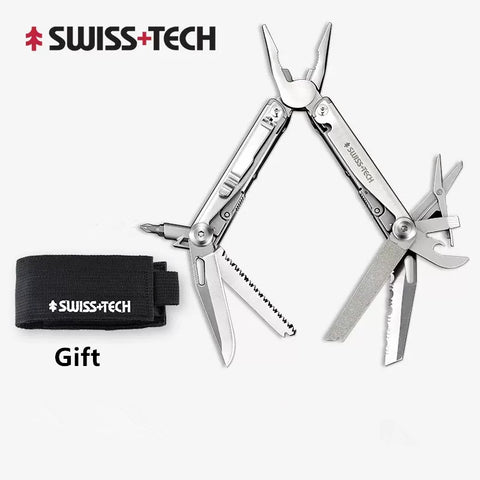 SwissTech Folding Multitool Pliers 18 in 1 Pliers Combination Tool Pliers Folding Scissors EDC Outdoor Equipment Survival Tool