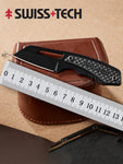 SwissTech Outdoor Knife Straight Knife Portable EDC Knife With K Sheath And Steel Ball Chain