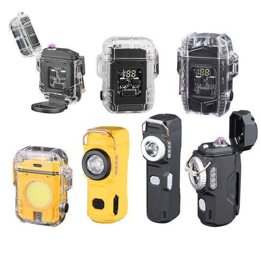 Outdoor Arc Lighter Key Chain Lamp Multifunctional Portable Usb Rechargeable Transparent Windproof Electric Lighter