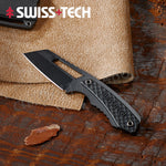 SwissTech Outdoor Knife Straight Knife Portable EDC Knife With K Sheath And Steel Ball Chain