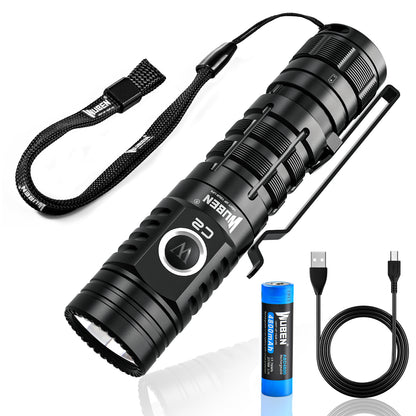 WUBEN C2 USB Rechargeable LED Flashlights with Power Bank 7 Modes 2000 High LM IP68 Waterproof Flashlight