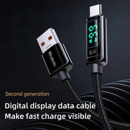 Mcdodo PD 66W USB To Type C 6A Fast Charging Cable For Huawei Xiaomi Samsung VIVO OPPO QC Flash Charge Digital Display Data Cord
