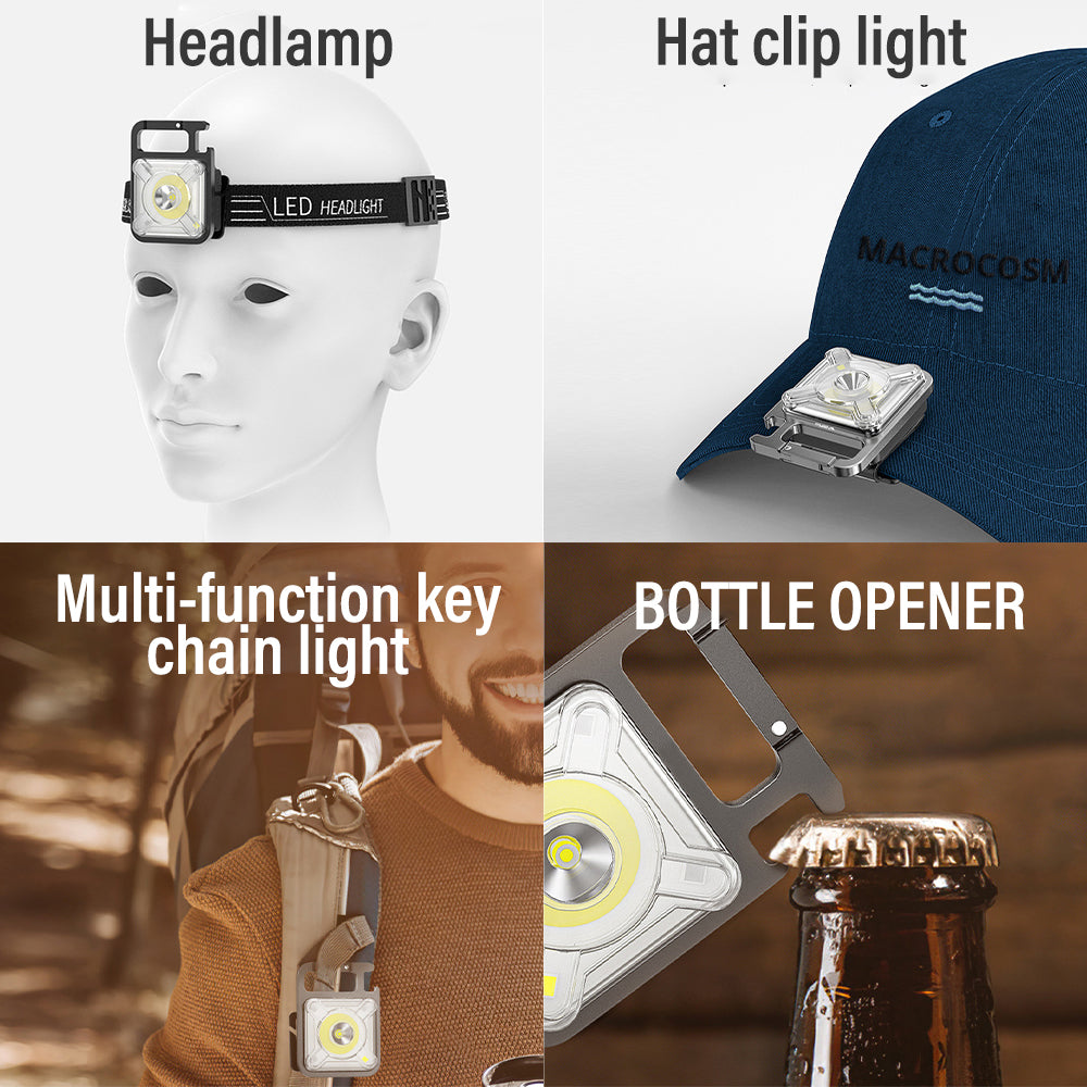 Multifunctional Mini LED Flashlight Key Chain Light Portable Camping Light COB Tent Lamp with Magnetic 11 Lighting Modes