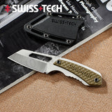 SwissTech Outdoor Knife Straight Knife Portable EDC Knife With K Sheath And Steel Ball Chain