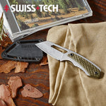 SwissTech Outdoor Knife Straight Knife Portable EDC Knife With K Sheath And Steel Ball Chain