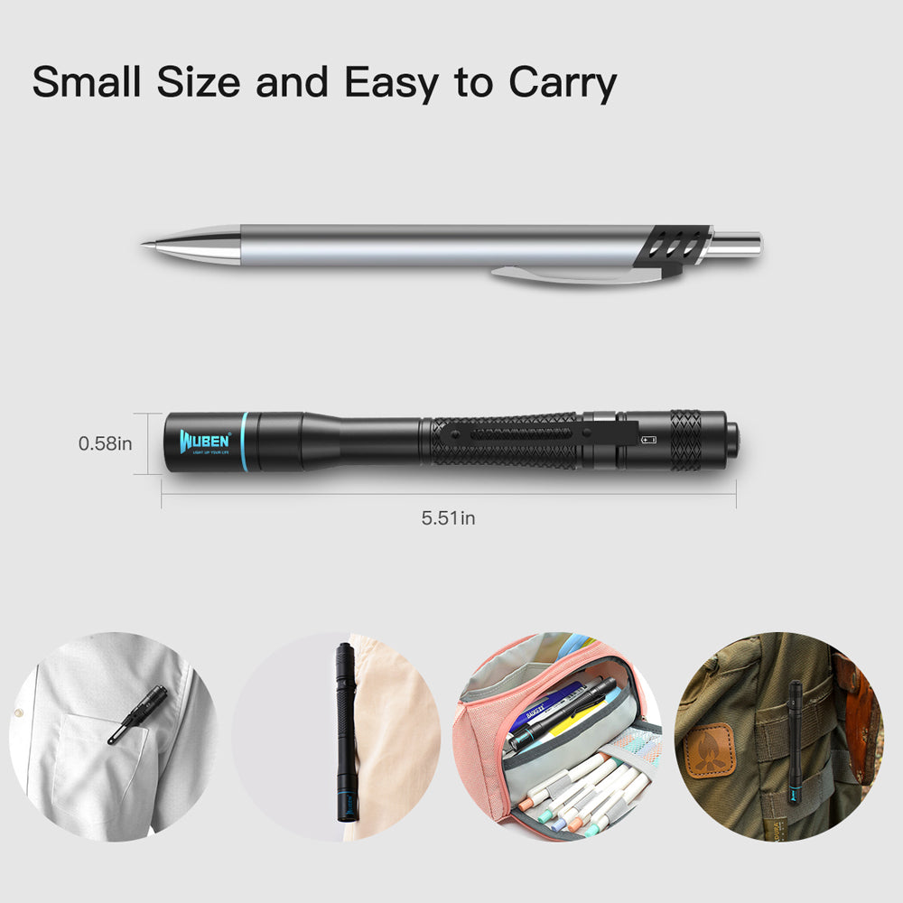WUBEN E19 LED Pen Flashlight High CRI 200Lumen 4 Light Modes Waterproof Penlight Military Grade Medical Mini Torch