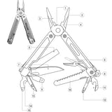 SWISS TECH Folding Multitool Pliers 15 in 1 Stainless Steel Multifunction Tool Ideal for Camping Outdoor Repairing Hiking
