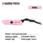 Swiss Tech ST014008 Mini Opening Knife Folding Multi-function Portable Car Keychain Express Outdoor Hunting Camping Gift EDC