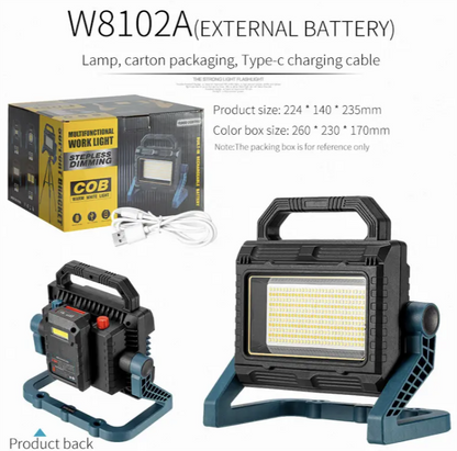 LED Flashlight Power Bank Super Bright COB Work Lights Portable Searchlight USB Rechargeable Lantern Outdoor Camping Light