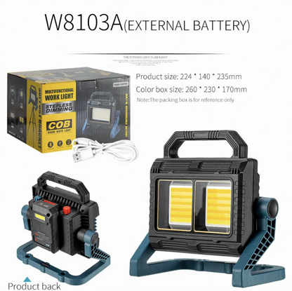 LED Flashlight Power Bank Super Bright COB Work Lights Portable Searchlight USB Rechargeable Lantern Outdoor Camping Light