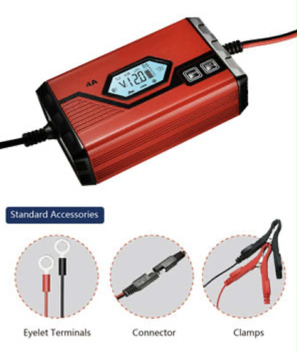 SUAOKI 6V/12V Battery Charger 4AMP Auto Battery Maintainer W/LCD Display