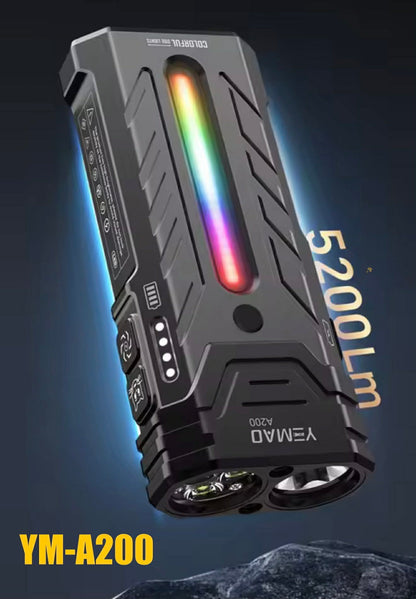 YEMAO A200 Powerful Long-Range EDC Flashlight W/Atmosphere Light, Magnet & Clip