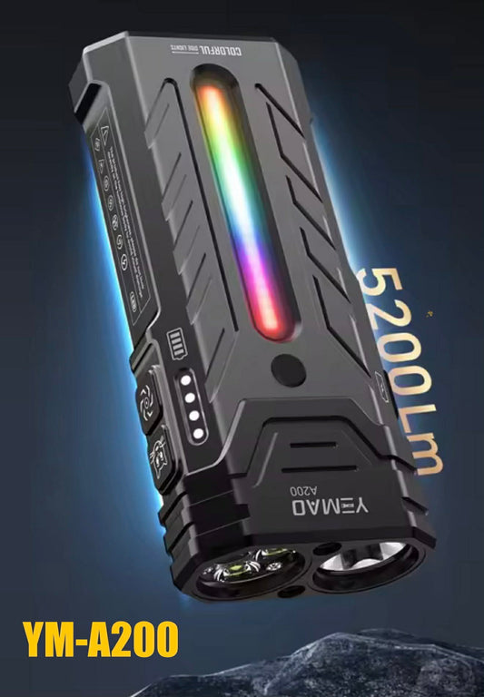 YEMAO A200 Powerful Long-Range EDC Flashlight W/Atmosphere Light, Magnet & Clip