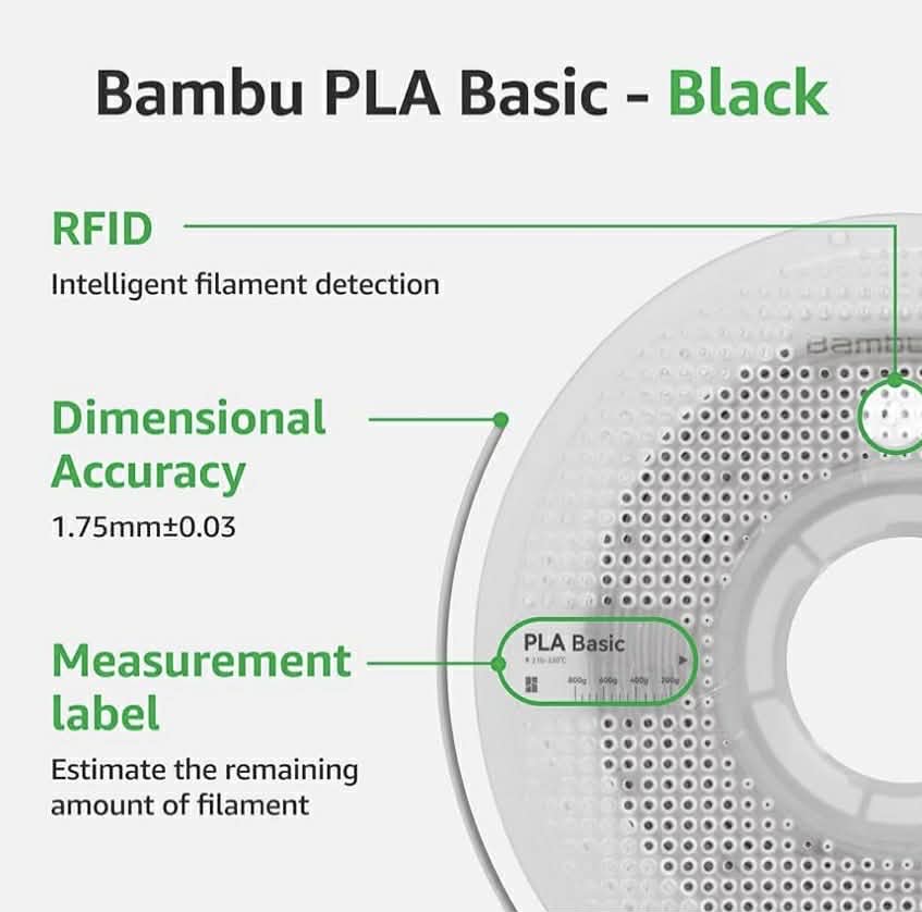 Bambu Lab PLA Basic 3D Filament W/Spool | 1KG
