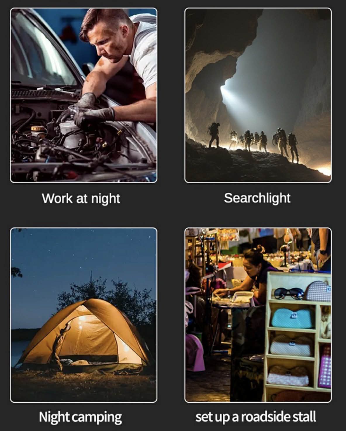 Dual-Light Pro Hand Lantern 3*LED+2*COB Telescopic Floodlights