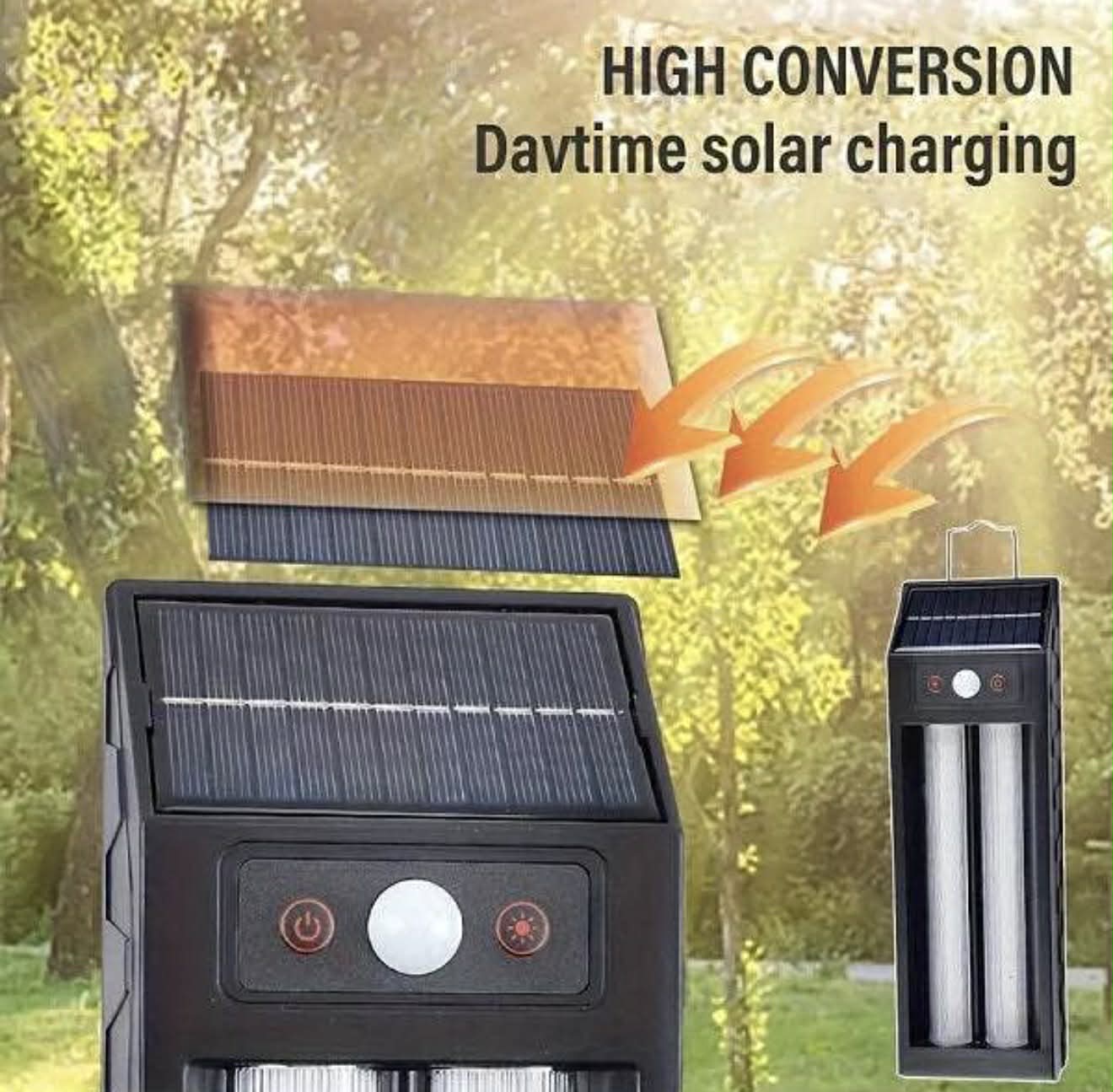Solar Sensor Wall Lamp + Bottom Ambient Light W/Hanging Hook | HW 668-2