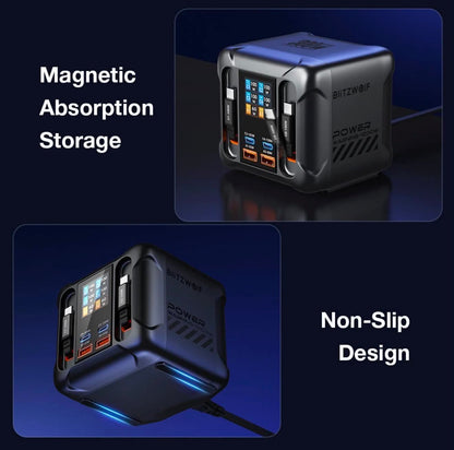 300W GaN USB Desktop Charger Station W/Retractable Cable