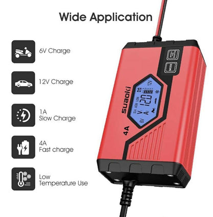 SUAOKI 6V/12V Battery Charger 4AMP Auto Battery Maintainer W/LCD Display