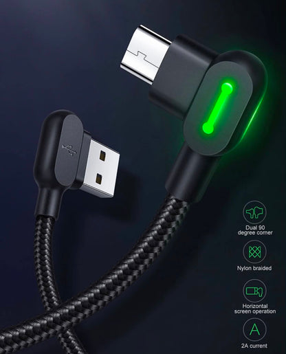 2PK Mcdodo CA-5772 USB A to Micro-USB 90° Charging & Data Transfer Cable W/Lights