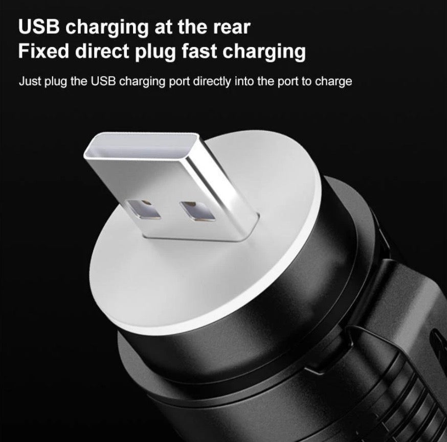 White Laser Mini USB Flashlight W/Clip