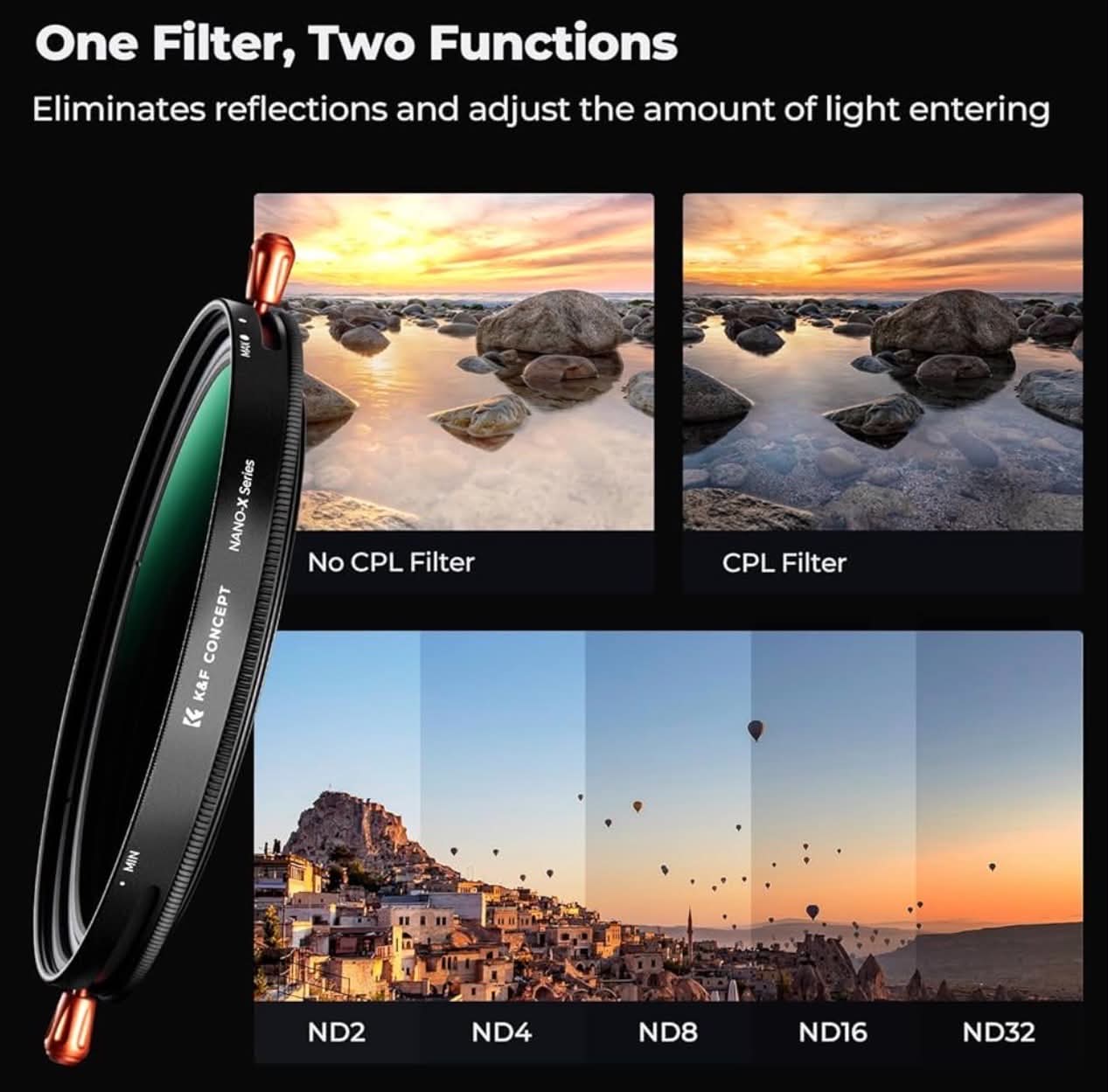 K&F CONCEPT 82mm Nano-X Series 2-in-1 Camera Lens Filter