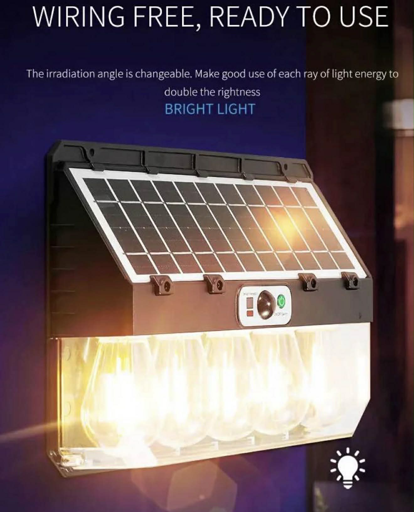 Tangsten Bulb Solar Wall Light W/Remote | 4 Bulb | W7116-4