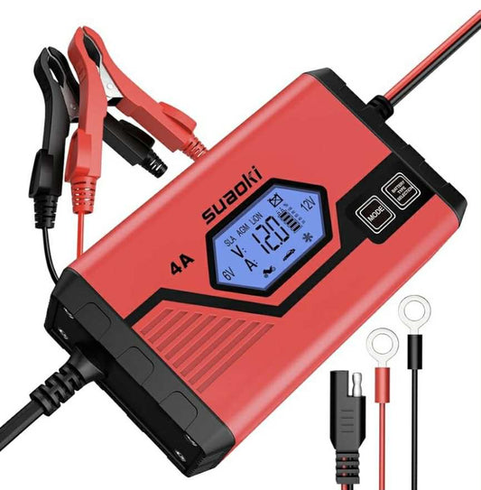 SUAOKI 6V/12V Battery Charger 4AMP Auto Battery Maintainer W/LCD Display