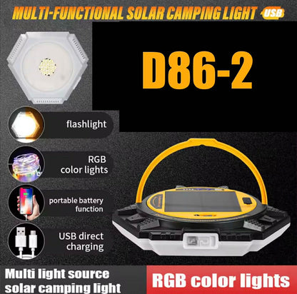 Camping Light + RGB Atmosphere String Light Solar W/Remote | D86-2