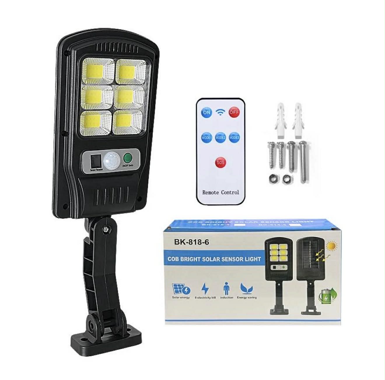 COB Street Solar Sensor Wall Light W/Remote control | BK-818-6