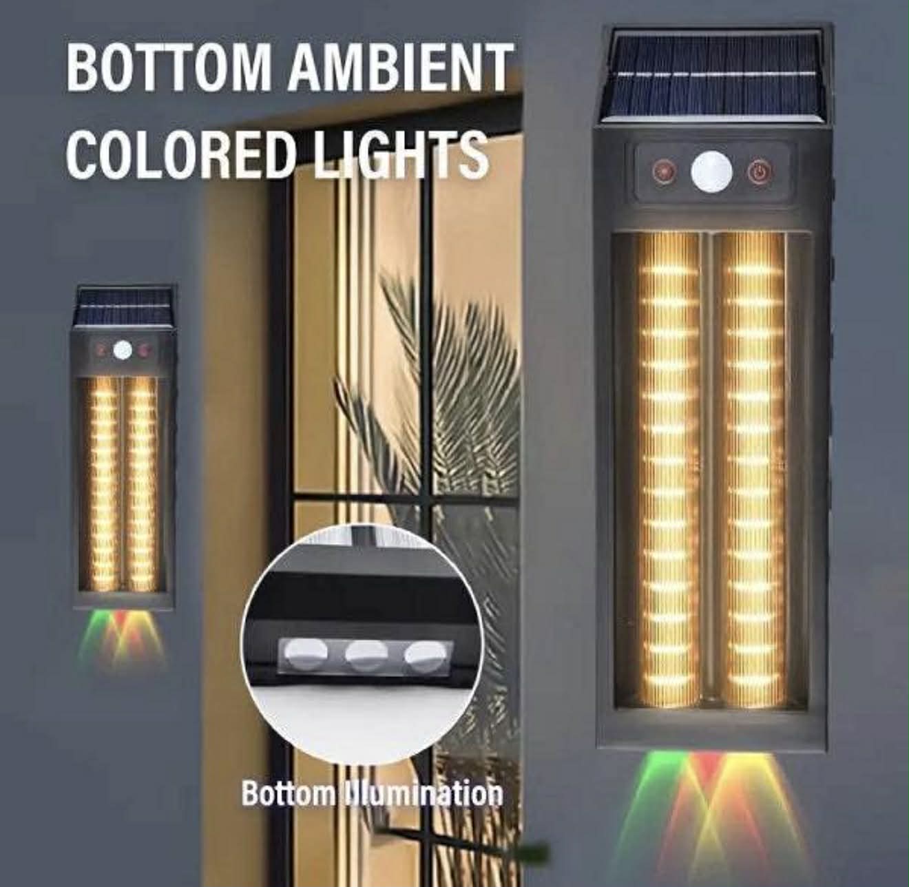 Solar Sensor Wall Lamp + Bottom Ambient Light W/Hanging Hook | HW 668-2