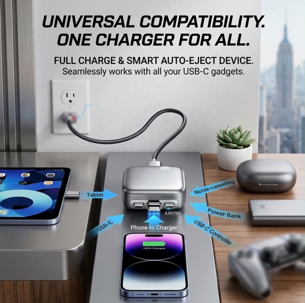 Full Charge Separator USB-C AI Smart Auto Power-Off Disconnect 140W